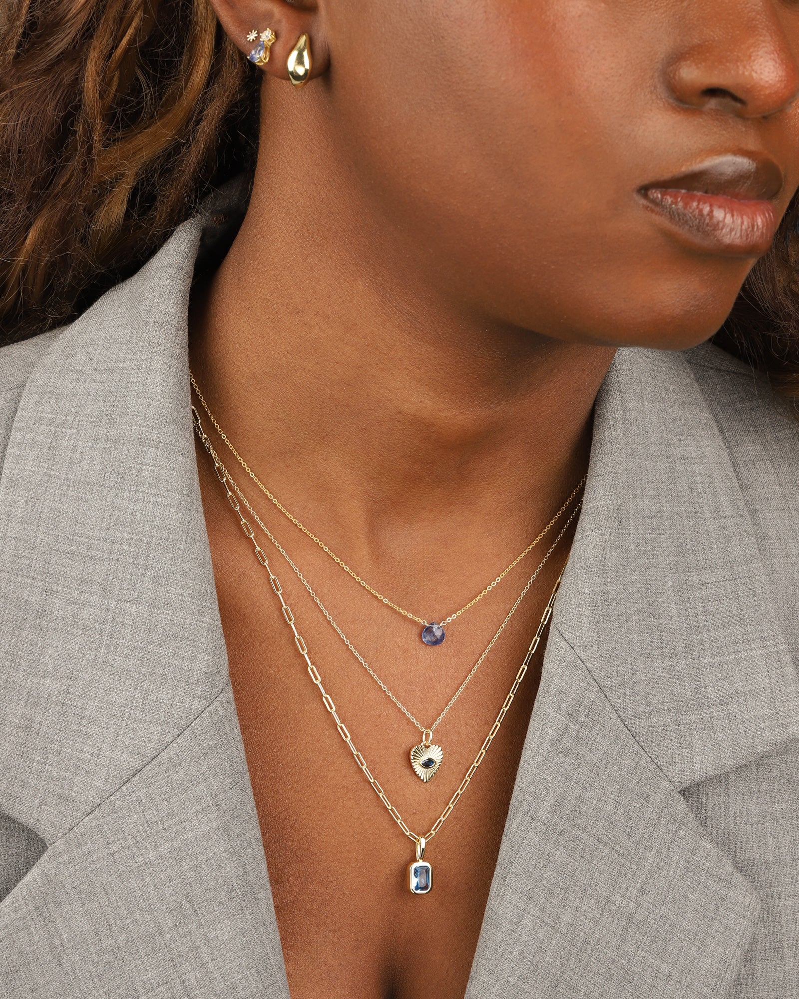 Quiet Icon-Radiant Heart Evil Eye Necklace-Necklaces-Blue Ruby Jewellery-Vancouver Canada