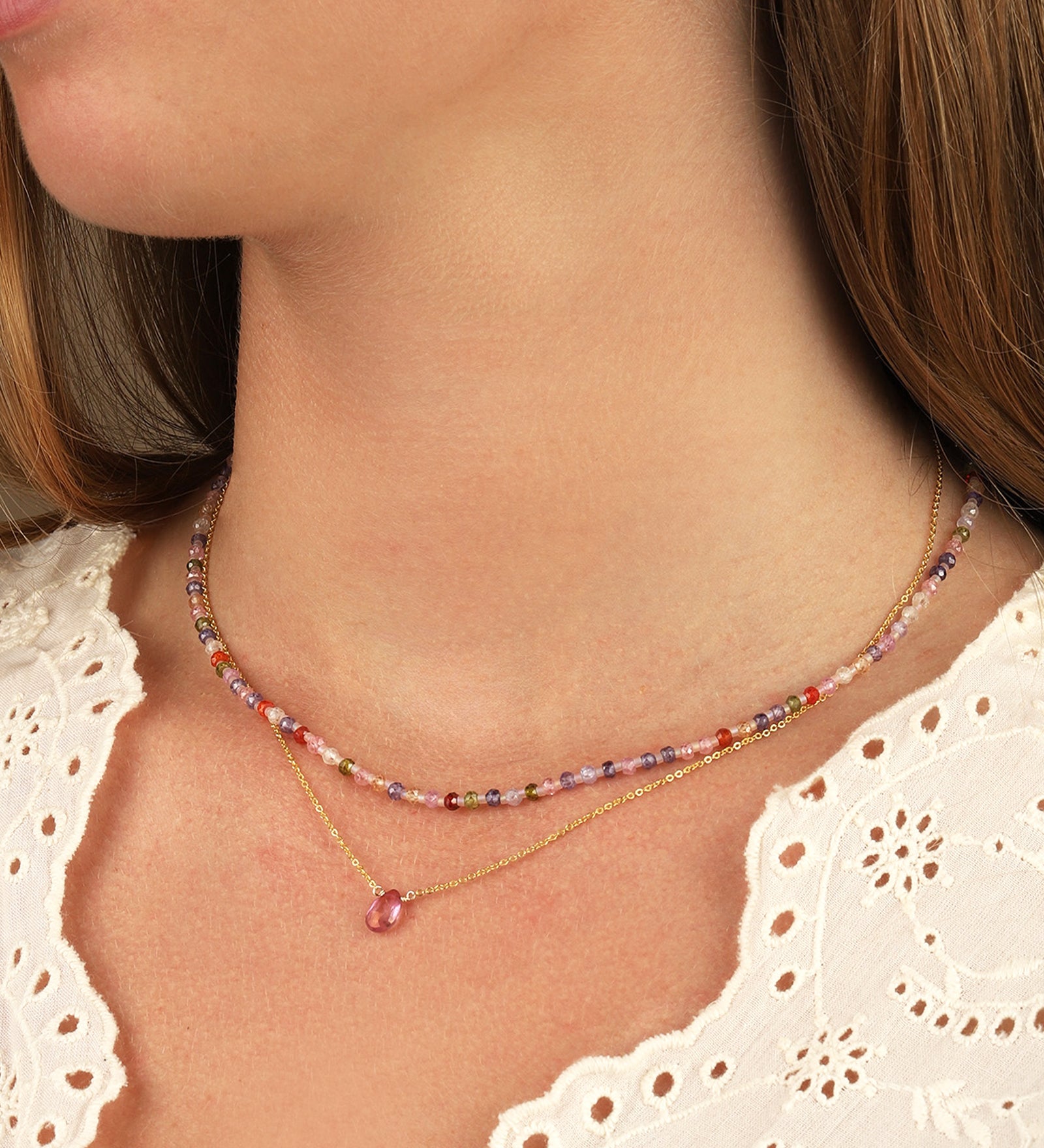 Gem Jar-Multi CZ Miyuki Bead Necklace-Necklaces-Blue Ruby Jewellery-Vancouver Canada
