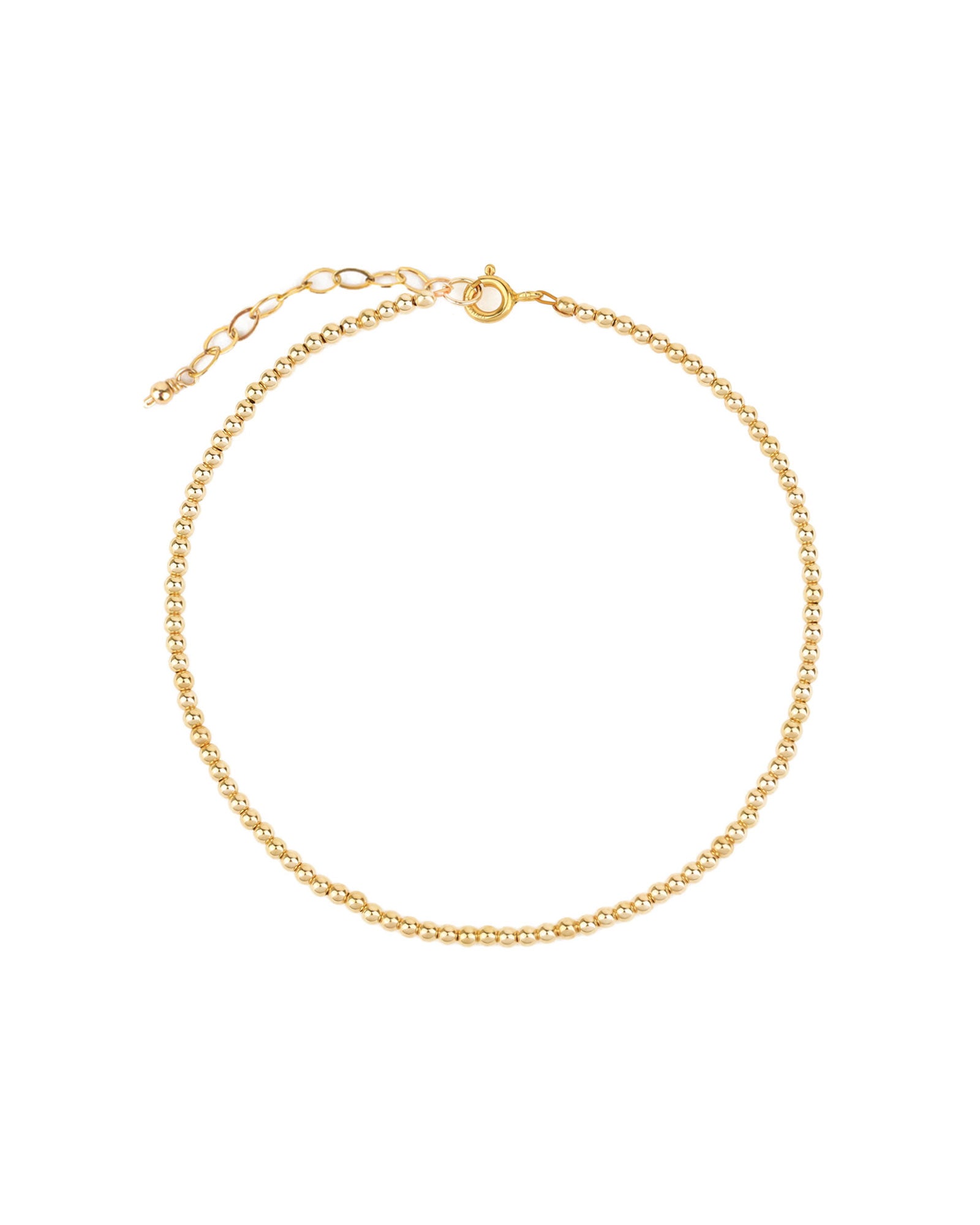 1948-2.5mm Beaded Anklet-Anklets-14k Gold Filled-Blue Ruby Jewellery-Vancouver Canada