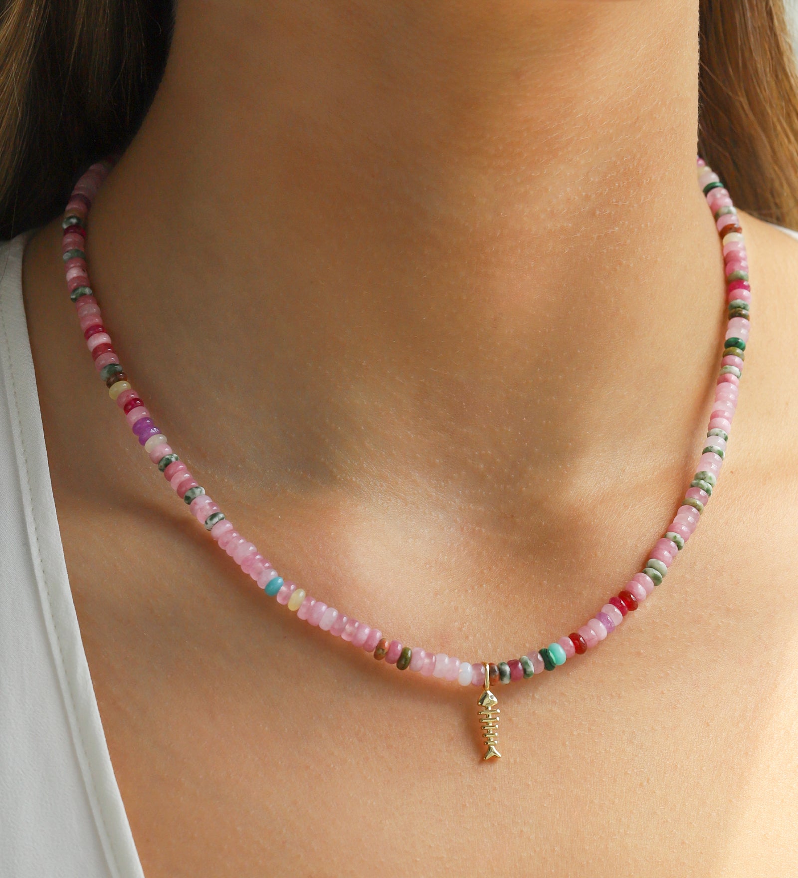 Charm Society-Fish Charm Beaded Necklace-Necklaces-Blue Ruby Jewellery-Vancouver Canada