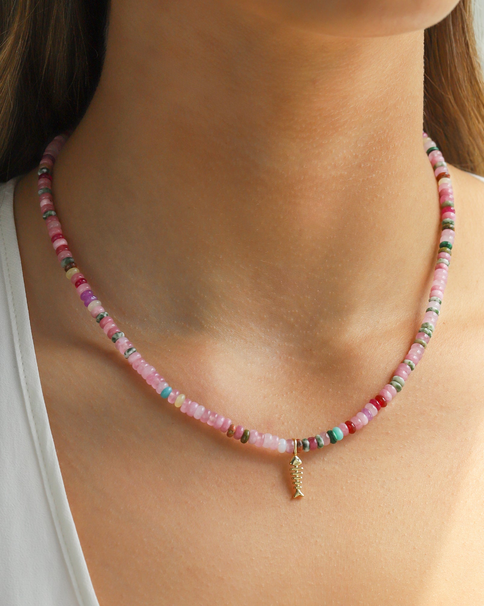 Charm Society-Fish Charm Beaded Necklace-Necklaces-Blue Ruby Jewellery-Vancouver Canada