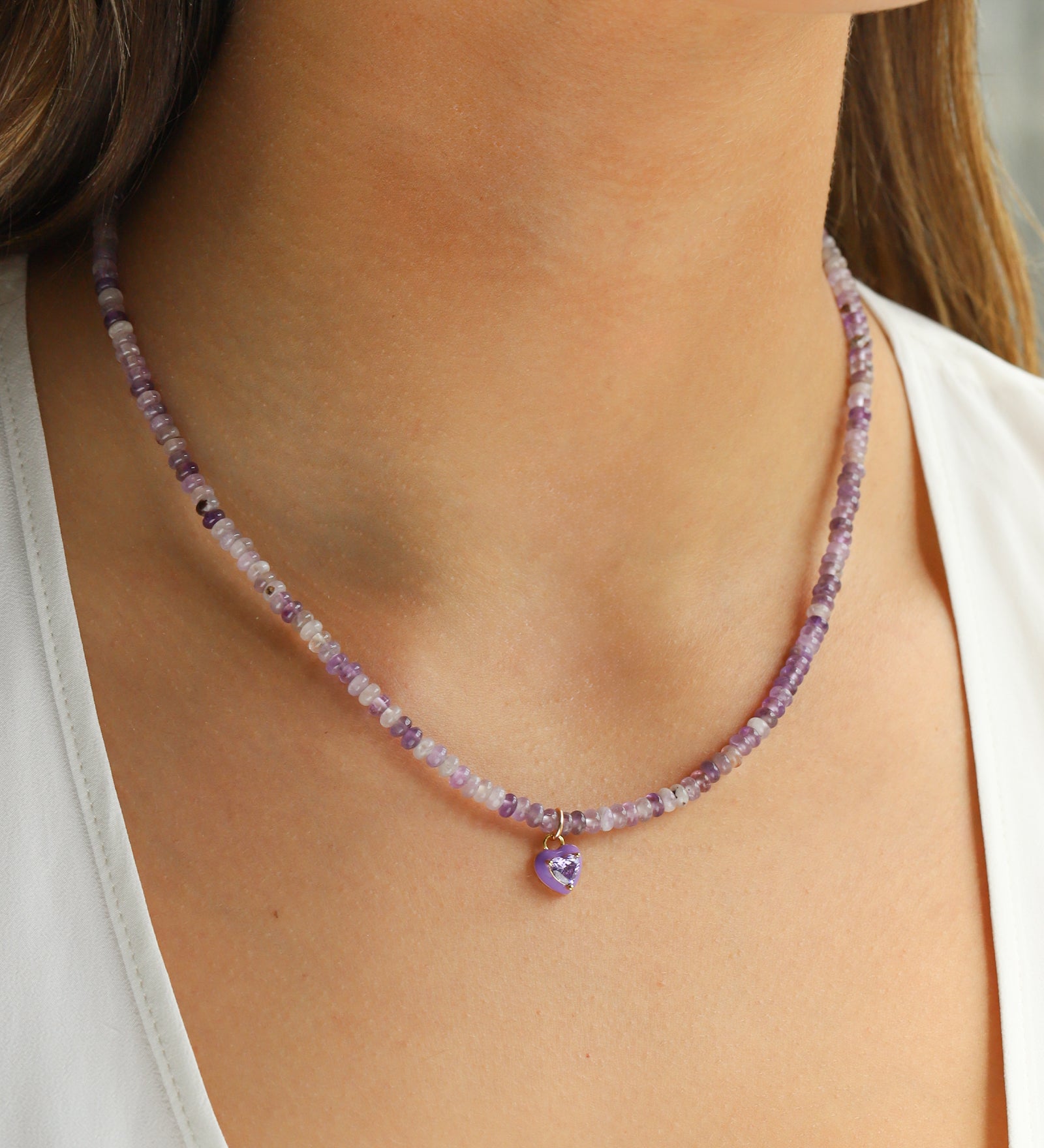 Charm Society-Heart Charm Beaded Necklace-Necklaces-Blue Ruby Jewellery-Vancouver Canada