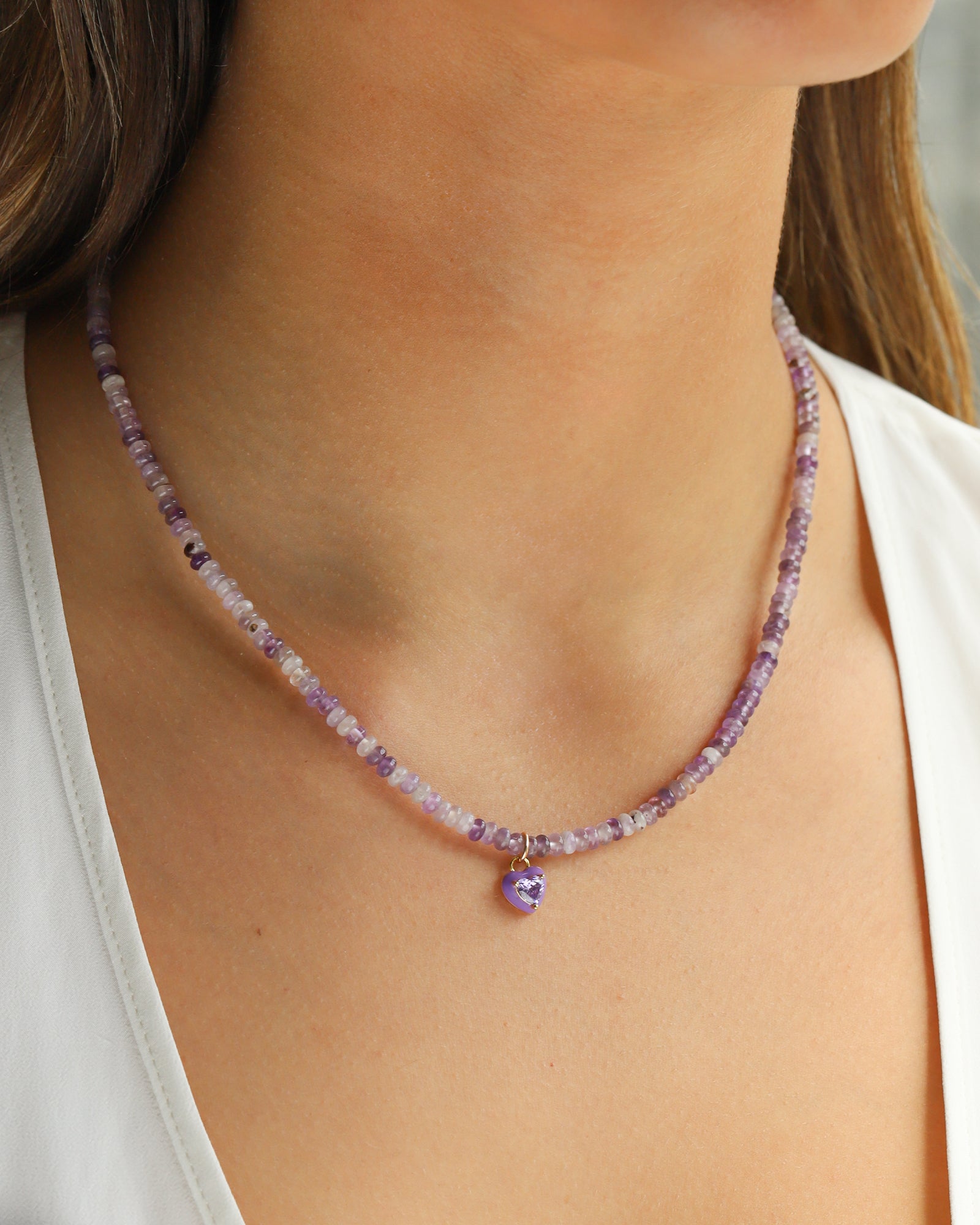 Charm Society-Heart Charm Beaded Necklace-Necklaces-Blue Ruby Jewellery-Vancouver Canada