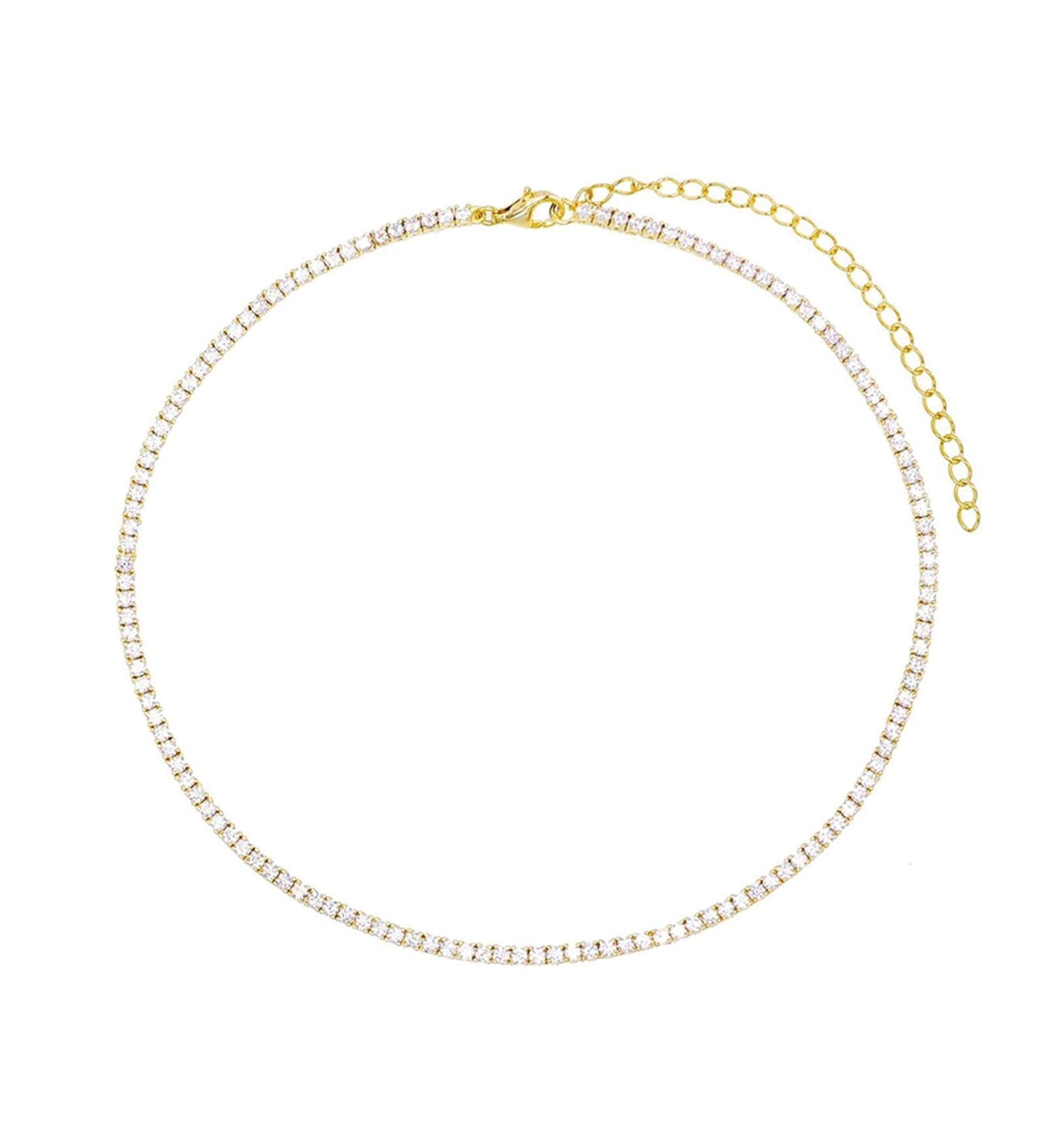 Quiet Icon-2mm CZ Tennis Necklace-Necklaces-14k Gold Vermeil, Cubic Zirconia-Blue Ruby Jewellery-Vancouver Canada