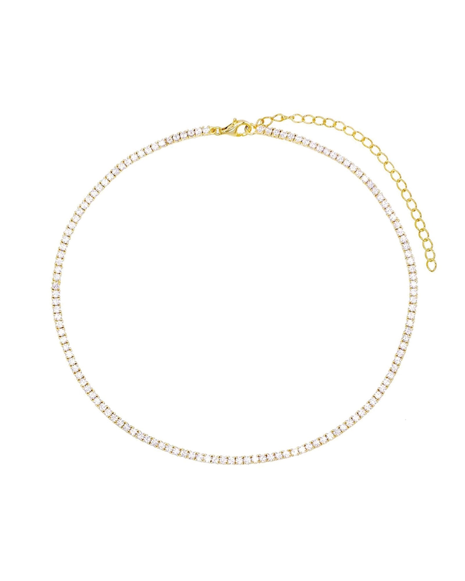 Quiet Icon-2mm CZ Tennis Necklace-Necklaces-14k Gold Vermeil, Cubic Zirconia-Blue Ruby Jewellery-Vancouver Canada
