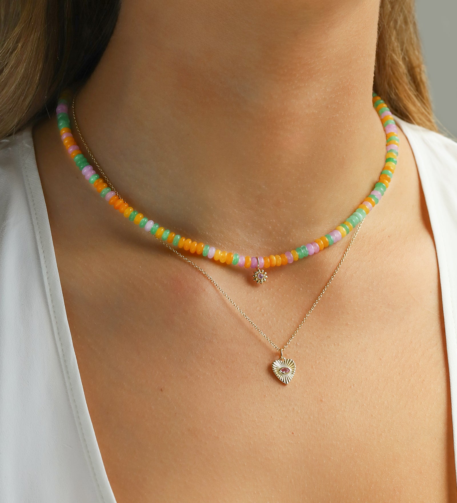 Charm Society-Daisy Charm Beaded Necklace-Necklaces-Blue Ruby Jewellery-Vancouver Canada