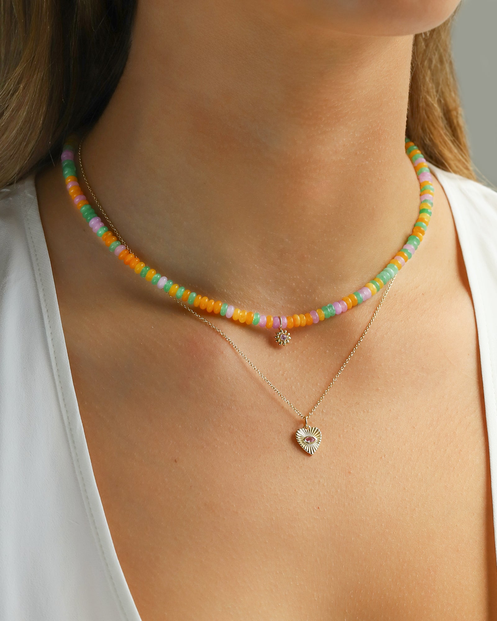Charm Society-Daisy Charm Beaded Necklace-Necklaces-Blue Ruby Jewellery-Vancouver Canada