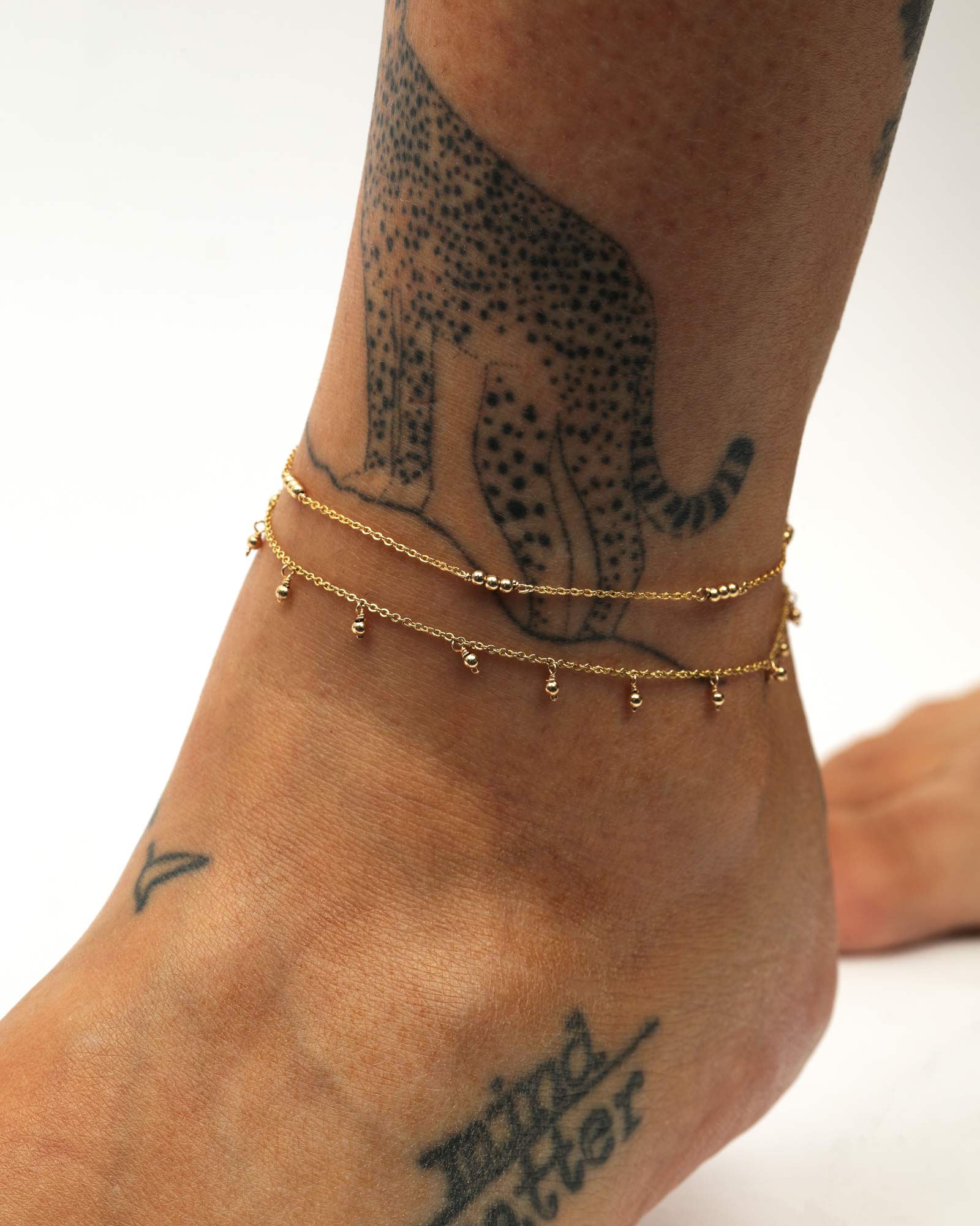 1948-3 Bead Station Anklet-Anklets-14k Gold Filled-Blue Ruby Jewellery-Vancouver Canada