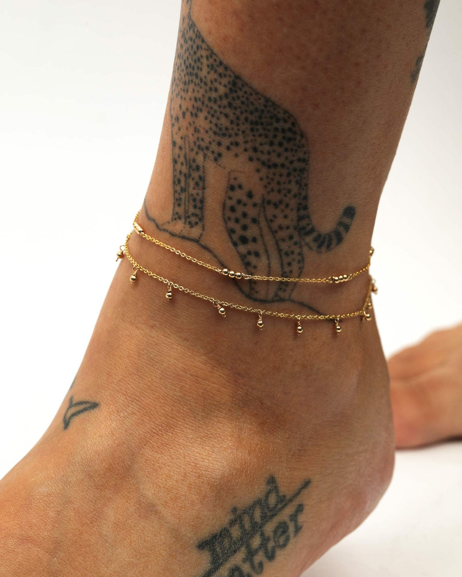 1948-3 Bead Station Anklet-Anklets-14k Gold Filled-Blue Ruby Jewellery-Vancouver Canada