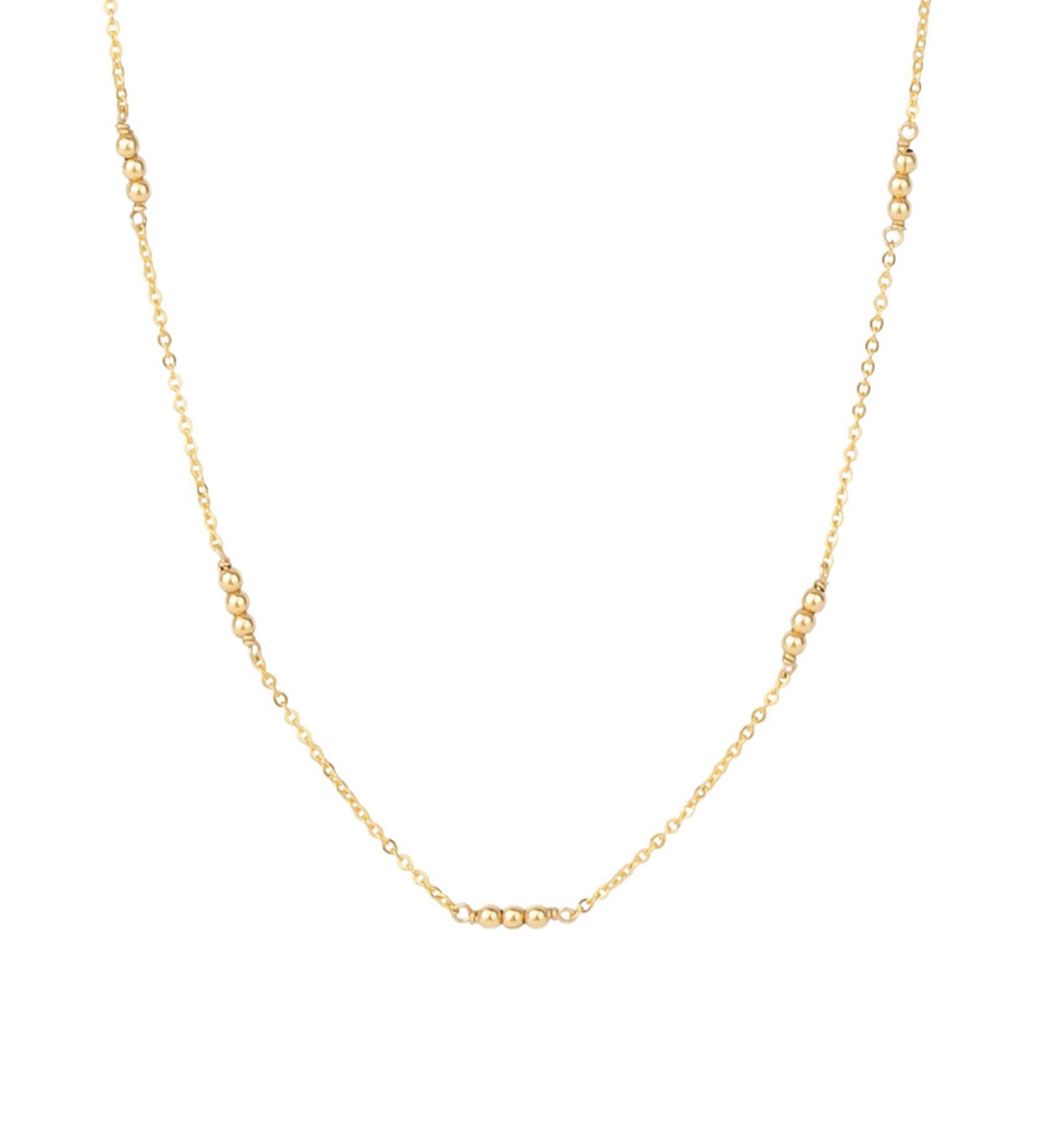 1948-3 Beaded Station Necklace-Necklaces-14k Gold Filled-Blue Ruby Jewellery-Vancouver Canada