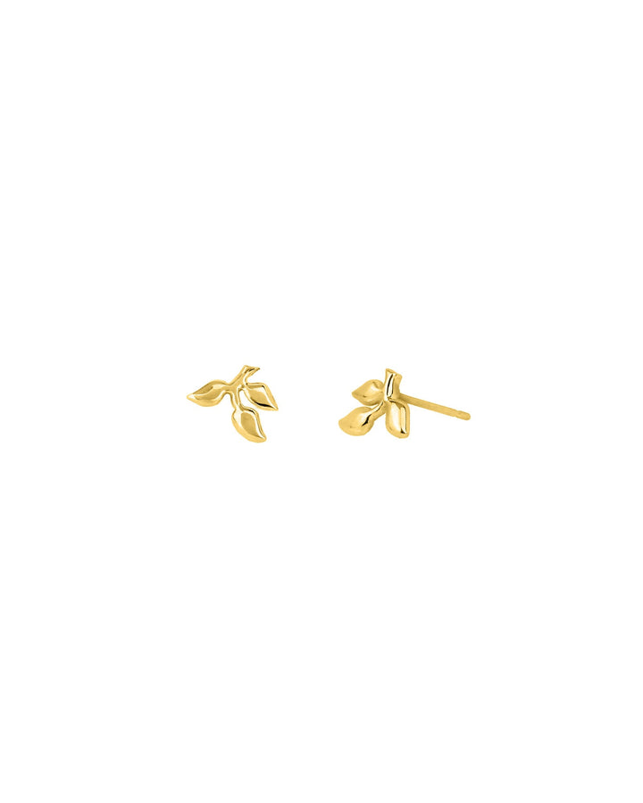 Tashi-3 Leaf Studs-Earrings-14k Gold Vermeil-Blue Ruby Jewellery-Vancouver Canada