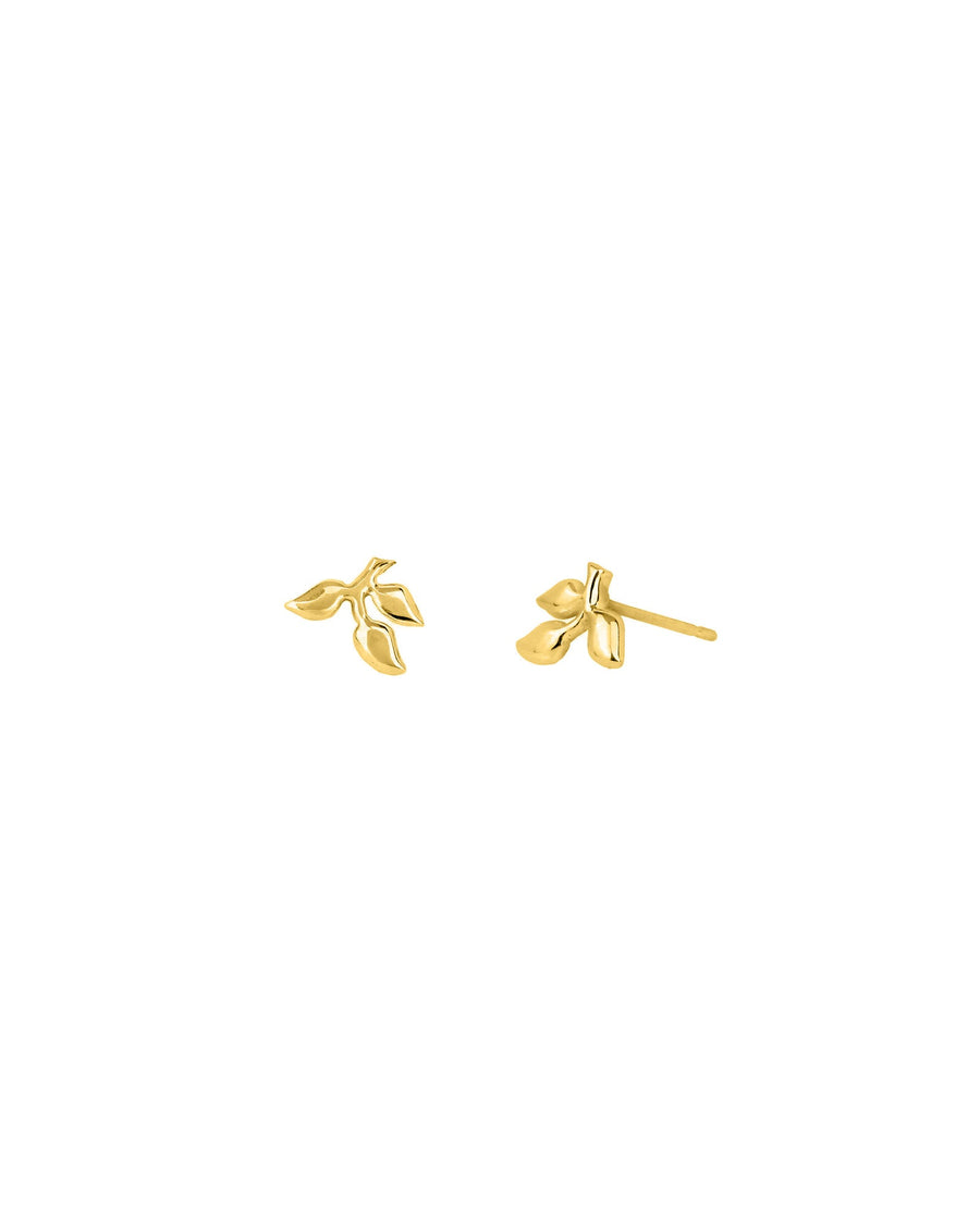 Tashi-3 Leaf Studs-Earrings-14k Gold Vermeil-Blue Ruby Jewellery-Vancouver Canada