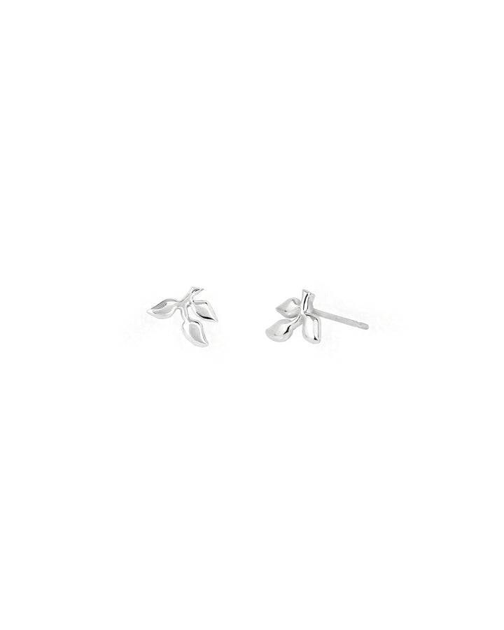 Tashi-3 Leaf Studs-Earrings-Sterling Silver-Blue Ruby Jewellery-Vancouver Canada