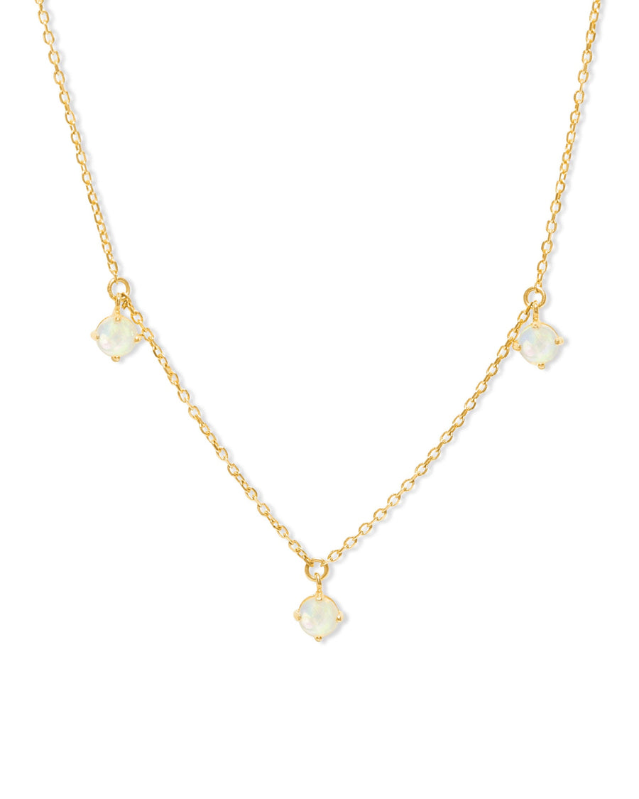 3 Opal Drop Necklace 14k Gold Vermeil, Opal