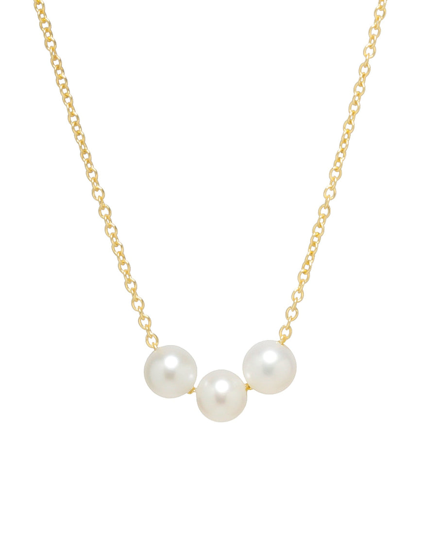 Zoe Chicco-3 Pearl Necklace-Necklaces-14k Yellow Gold, White Pearl-Blue Ruby Jewellery-Vancouver Canada