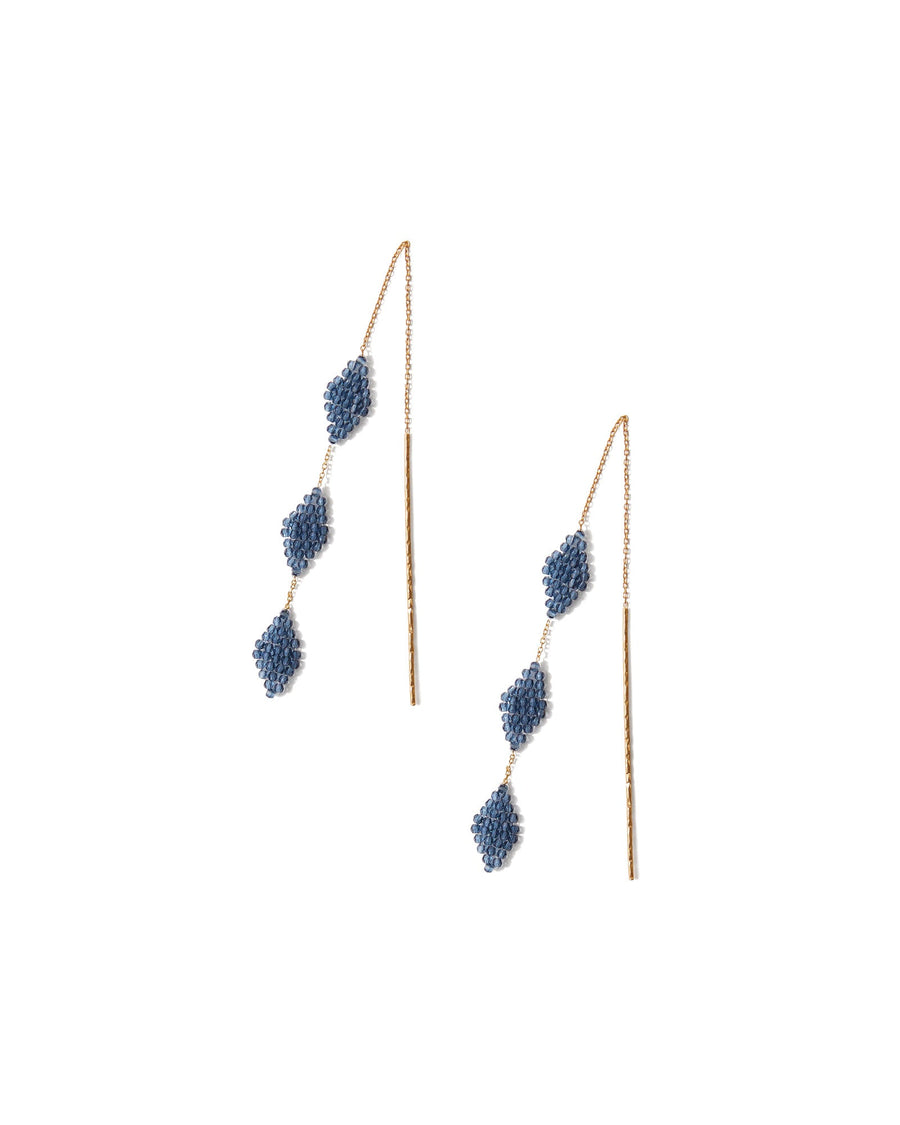 Chan Luu-3 Tiered Threaders-Earrings-18k Gold Vermeil-Blue Ruby Jewellery-Vancouver Canada
