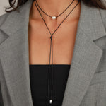 Baseline-Pearl Drop Lariat Necklace-Necklaces-Blue Ruby Jewellery-Vancouver Canada