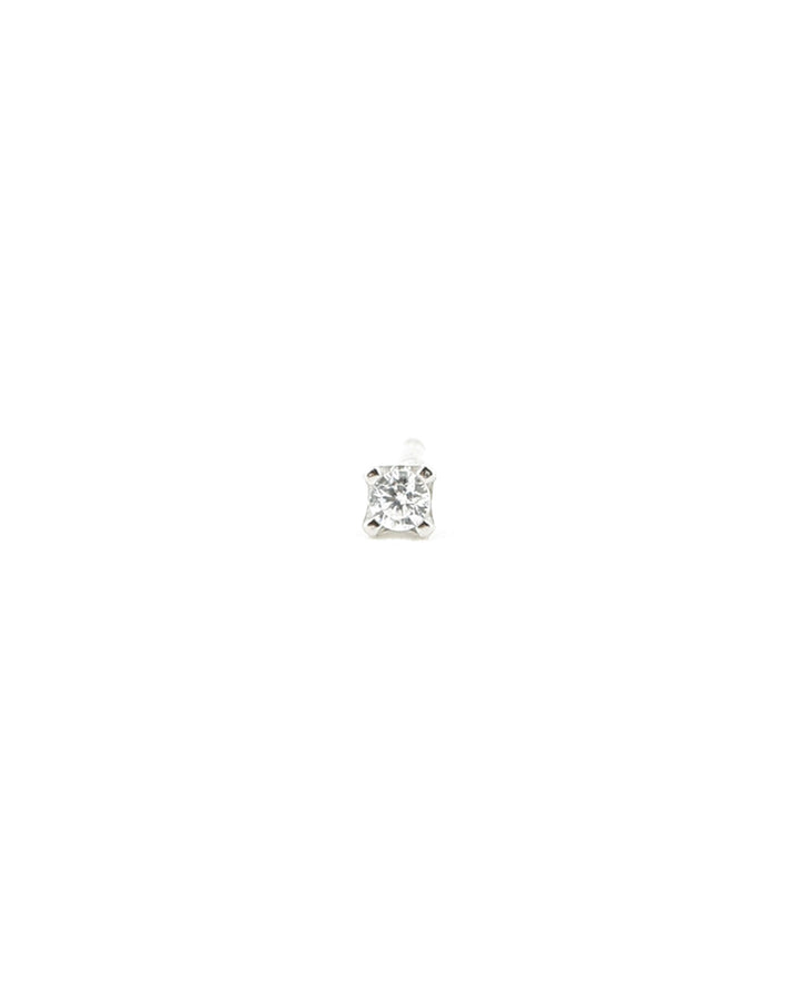 Quiet Icon-4 Prong CZ Stud | 2.5mm-Earrings-Rhodium Plated Sterling Silver, Cubic Zirconia-Blue Ruby Jewellery-Vancouver Canada