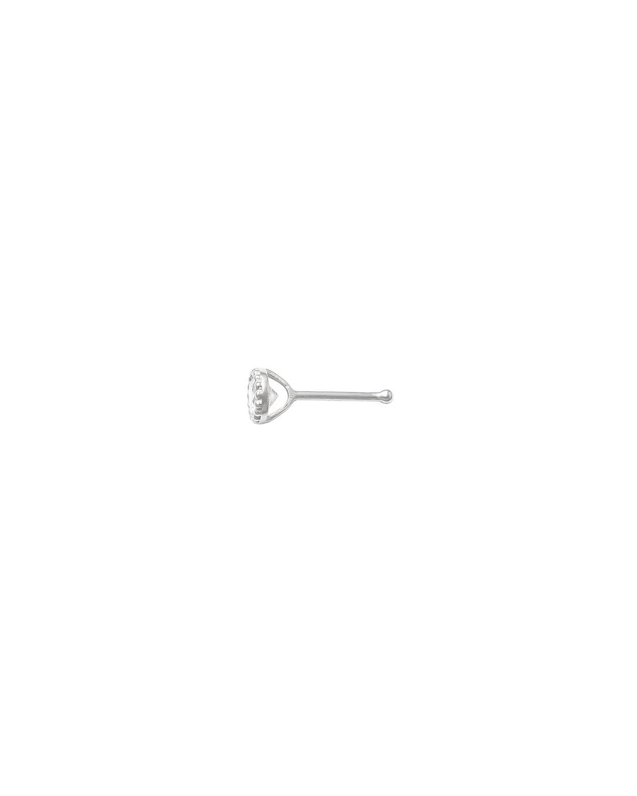 Valley of the Fine-4mm CZ Nose Stud-Body Jewellery-10k White Gold, Cubic Zirconia-Blue Ruby Jewellery-Vancouver Canada