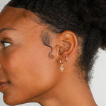 Quiet Icon-5 Bezel CZ Huggies | 11mm-Earrings-14k Gold Vermeil, Cubic Zirconia-Blue Ruby Jewellery-Vancouver Canada