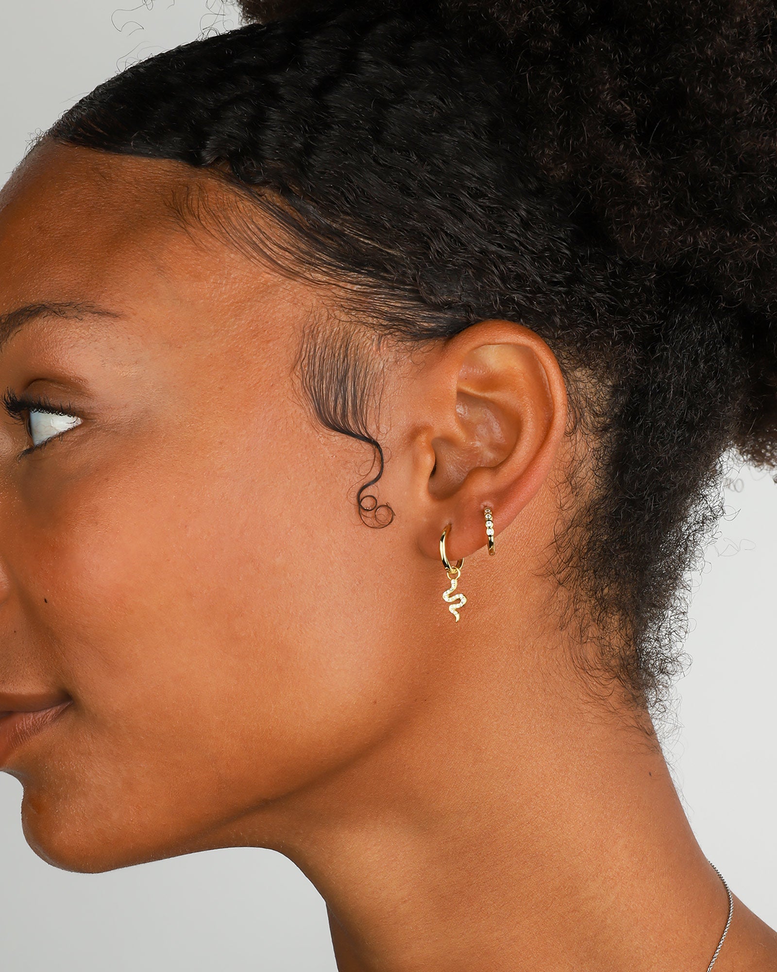 Quiet Icon-5 Bezel CZ Huggies | 11mm-Earrings-14k Gold Vermeil, Cubic Zirconia-Blue Ruby Jewellery-Vancouver Canada