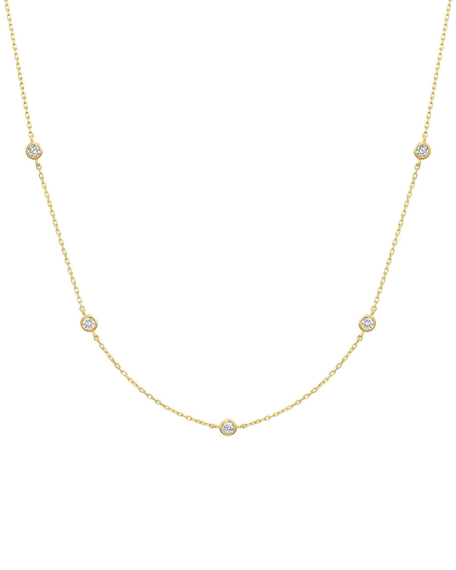 Quiet Icon-5 CZ Station Necklace-Necklaces-14k Gold Vermeil, Cubic Zirconia-Blue Ruby Jewellery-Vancouver Canada