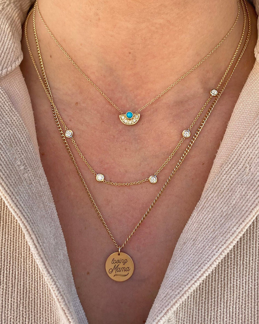 Zoe Chicco-5 Floating Diamond Station Necklace-Necklaces-14k Yellow Gold, Diamond-Blue Ruby Jewellery-Vancouver Canada