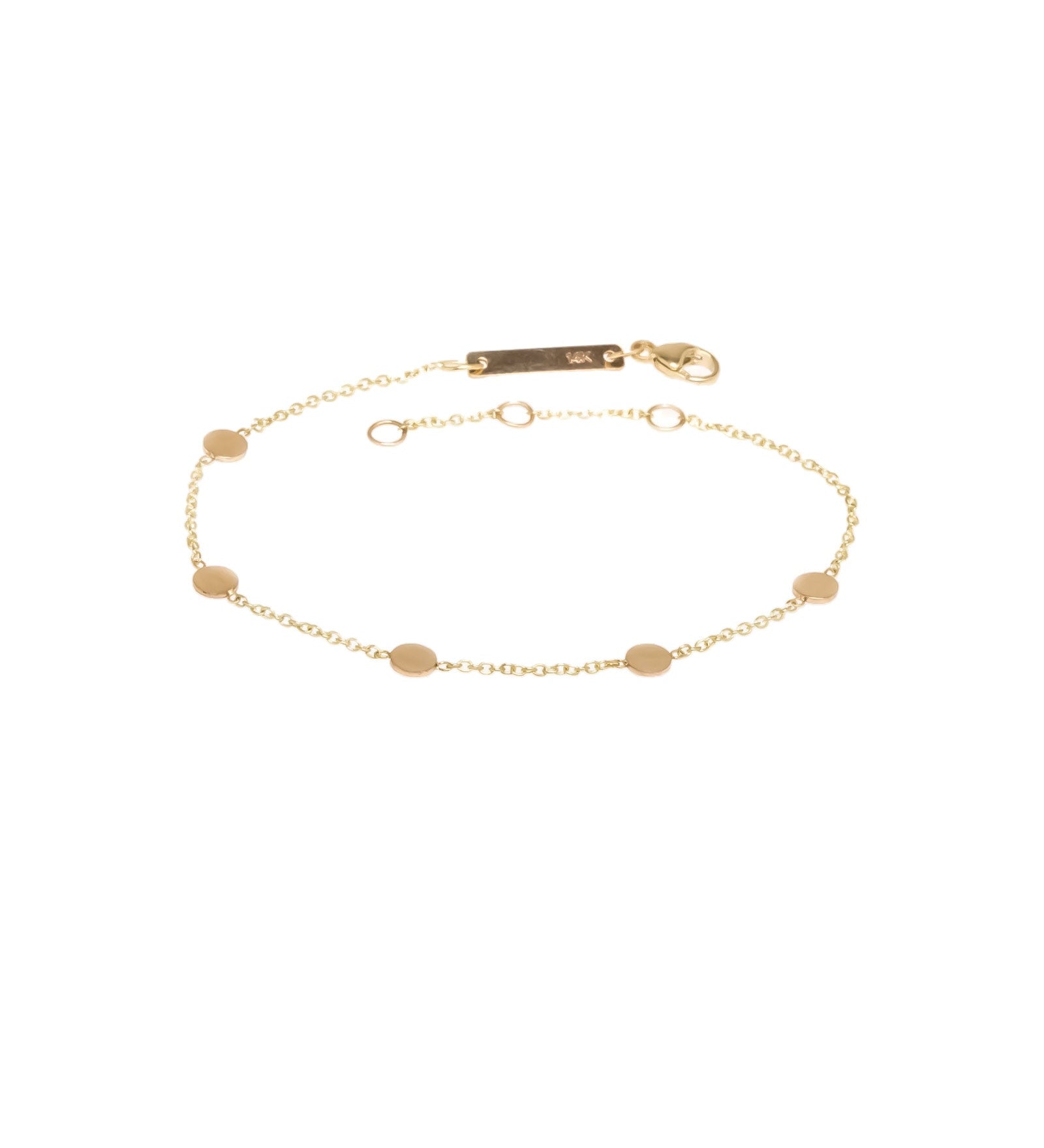 Zoe Chicco-5 Itty Bitty Gold Disc Station Bracelet-Bracelets-14k Yellow Gold-Blue Ruby Jewellery-Vancouver Canada