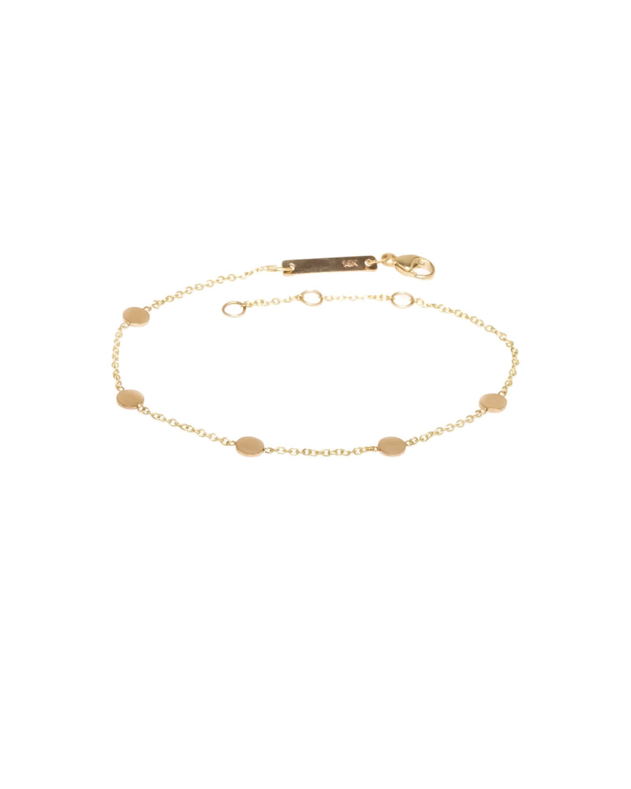 Zoe Chicco-5 Itty Bitty Gold Disc Station Bracelet-Bracelets-14k Yellow Gold-Blue Ruby Jewellery-Vancouver Canada