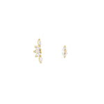 Quiet Icon-5 Marquise Ear Climber + Marquis Stud Set-Earrings-14k Gold Vermeil, Cubic Zirconia-Blue Ruby Jewellery-Vancouver Canada