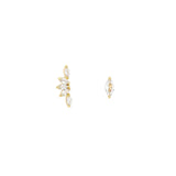 Quiet Icon-5 Marquise Ear Climber + Marquis Stud Set-Earrings-14k Gold Vermeil, Cubic Zirconia-Blue Ruby Jewellery-Vancouver Canada