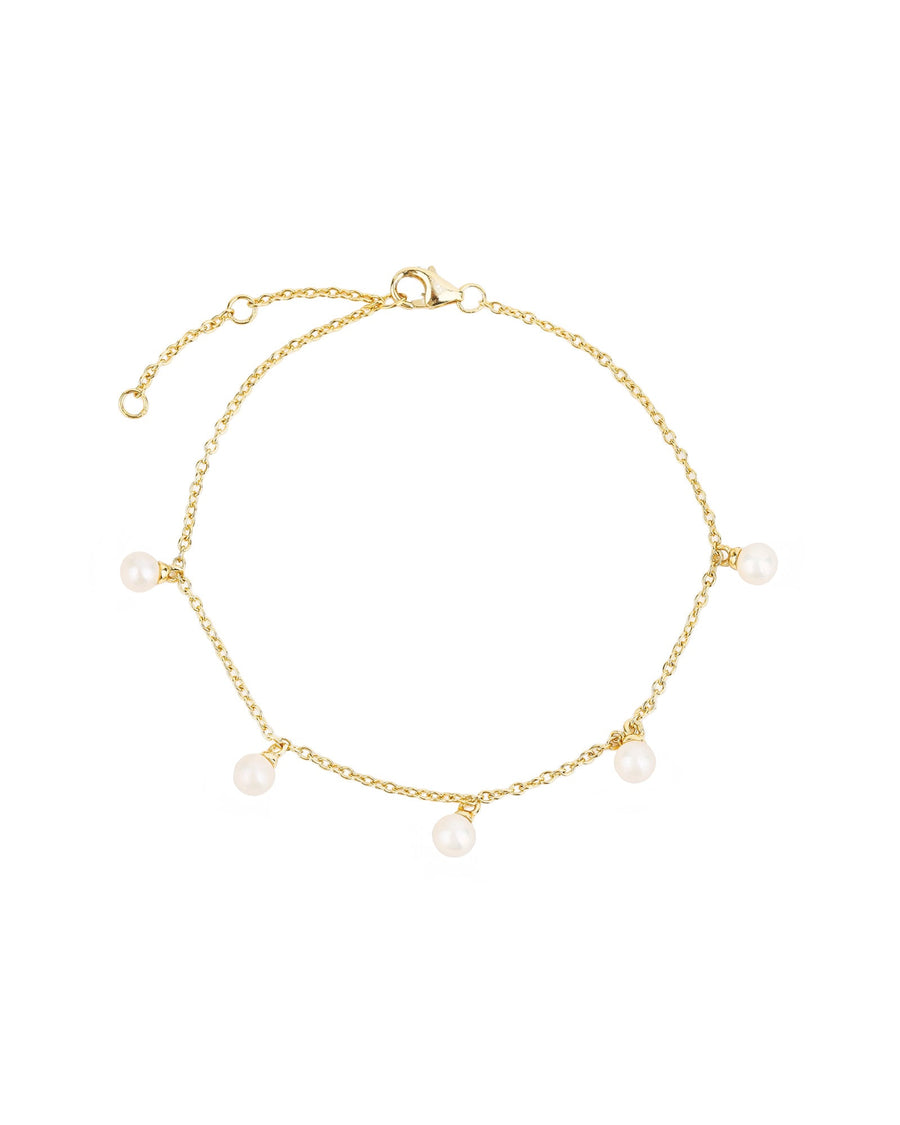 Quiet Icon-5 Pearl Drop Bracelet-Bracelets-14k Gold Vermeil, White Pearl-Blue Ruby Jewellery-Vancouver Canada