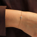 Quiet Icon-East-West Pavé Cross Bracelet-Bracelets-Blue Ruby Jewellery-Vancouver Canada