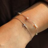 Multi Baroque Pearl Station Bracelet