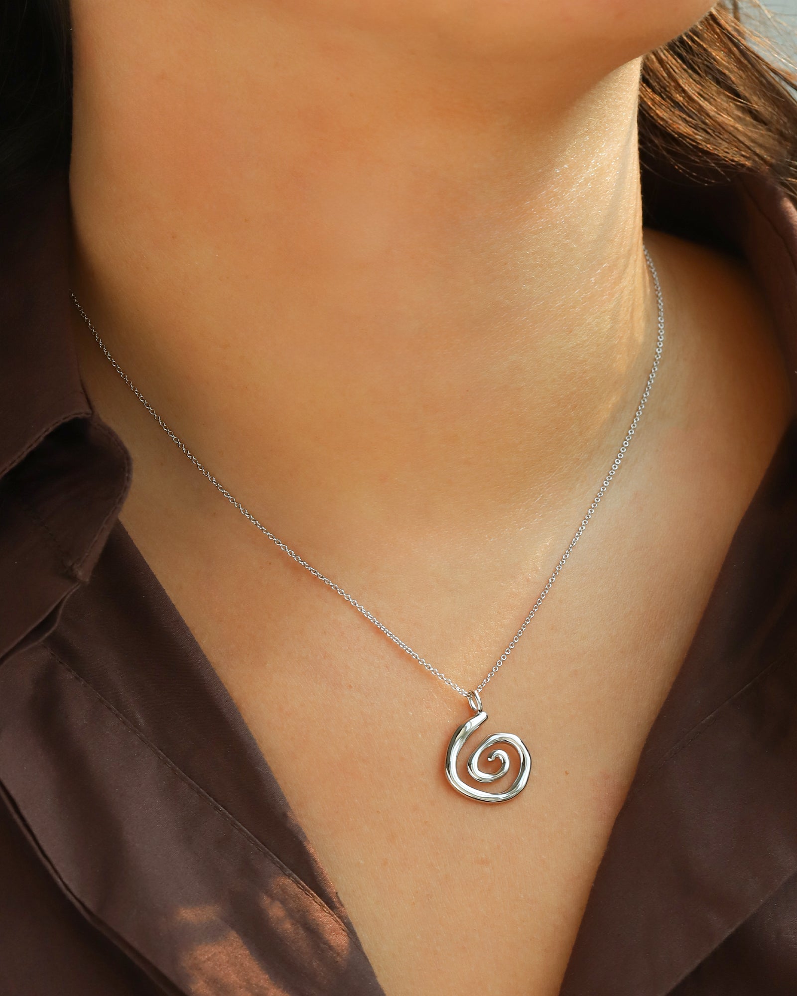 Quiet Icon-Swirl Drop Necklace-Necklaces-Blue Ruby Jewellery-Vancouver Canada