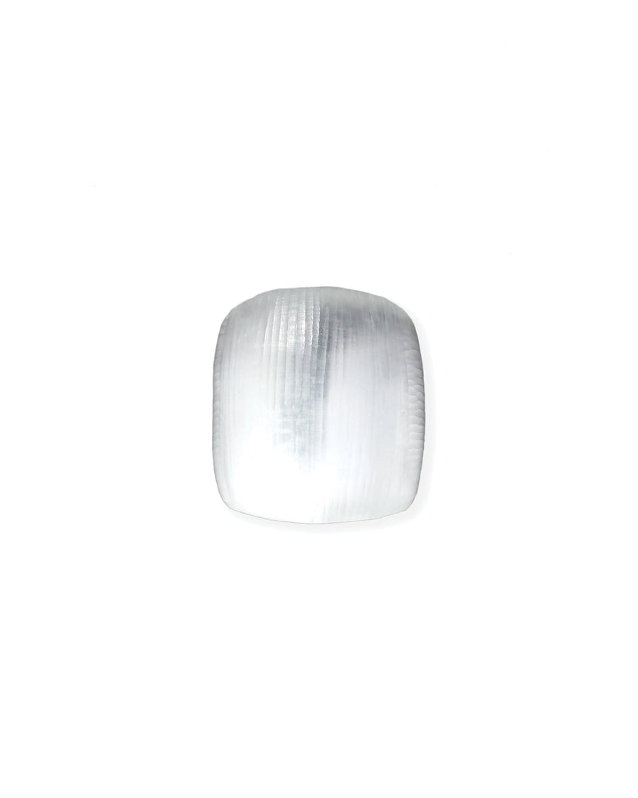 Lucite Block Ring Silver Lucite, White Pearl / 7