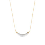 Gold Capped Crescent Lucite Necklace 14k Gold Plated, White Pearl