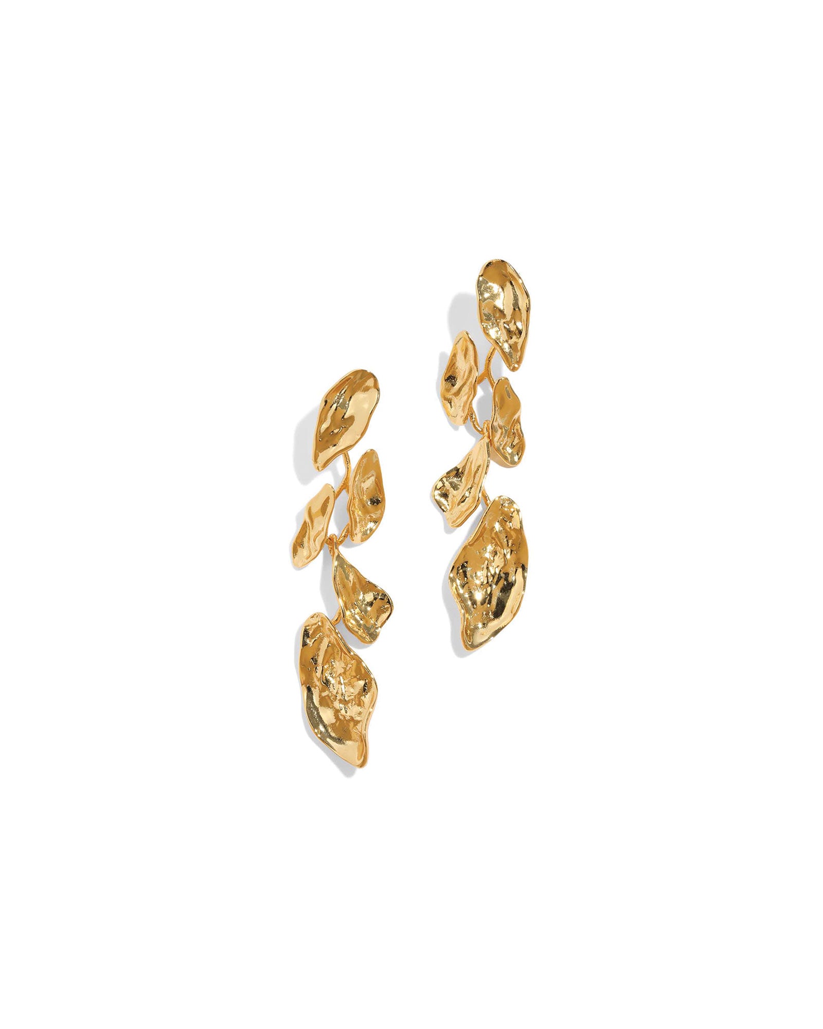 Mosaic Molten Gold Post Earrings 14k Gold Plated Brass