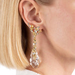 Dream Rain Post Drop Earring 14k Gold Plated, Clear Lucite