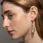 Liquid Vine Lucite Suspended Raindrop Wire Earrings 14k Gold Plated, Clear Lucite