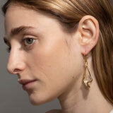 Liquid Vine Lucite Suspended Raindrop Wire Earrings 14k Gold Plated, Clear Lucite