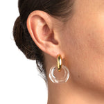 Liquid Lucite Door Knocker Earrings 14k Gold Plated, White Pearl