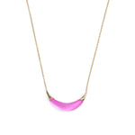 Alexis Bittar-Gold Capped Crescent Lucite Necklace-Necklaces-14k Gold Plated, Azalea Lucite-Blue Ruby Jewellery-Vancouver Canada