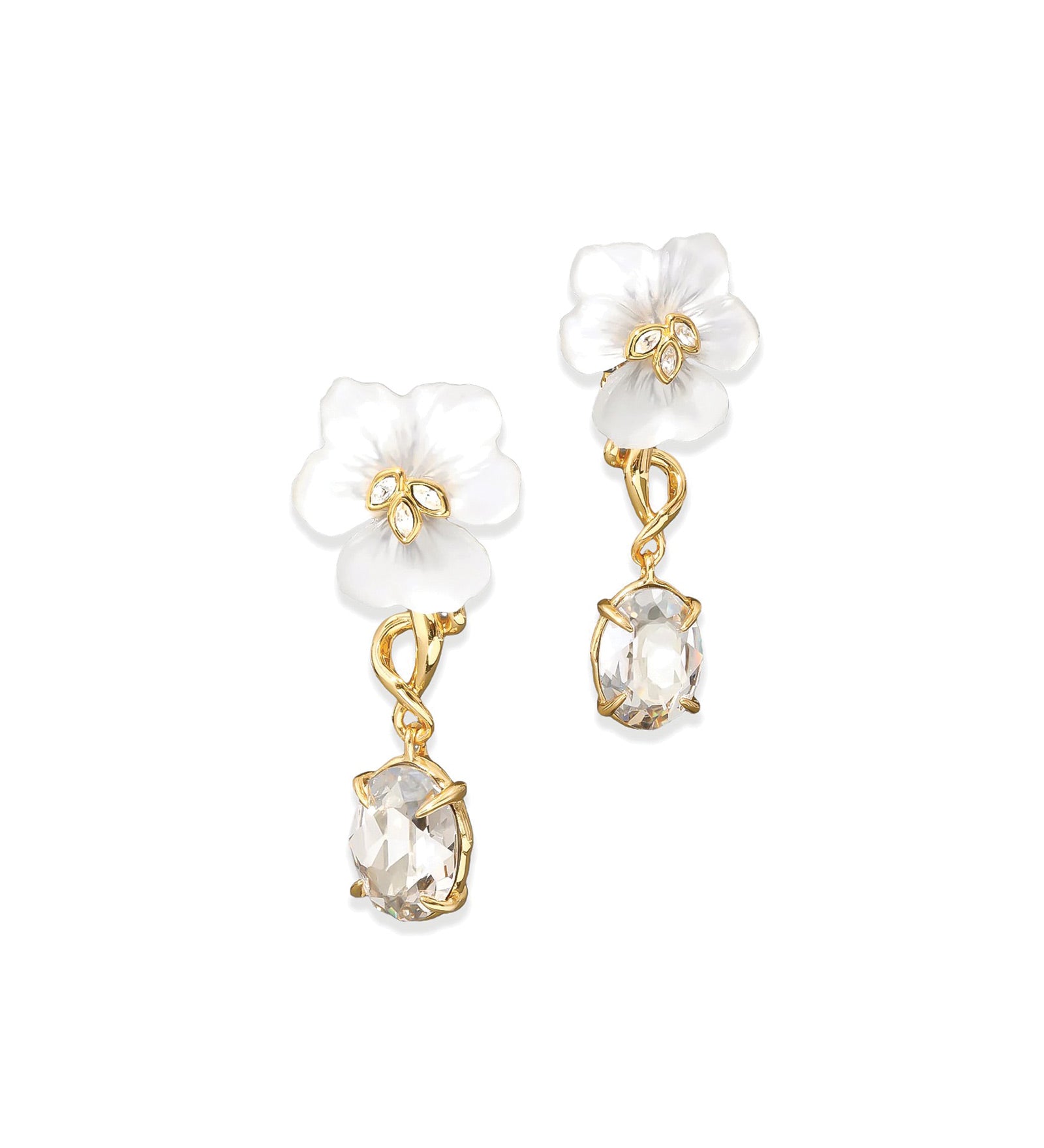 Alexis Bittar-Pansy Lucite Crystal Drop Post Earring | Night Pansy-Earrings-14k Gold Plated, Night Pansy Lucite-Blue Ruby Jewellery-Vancouver Canada