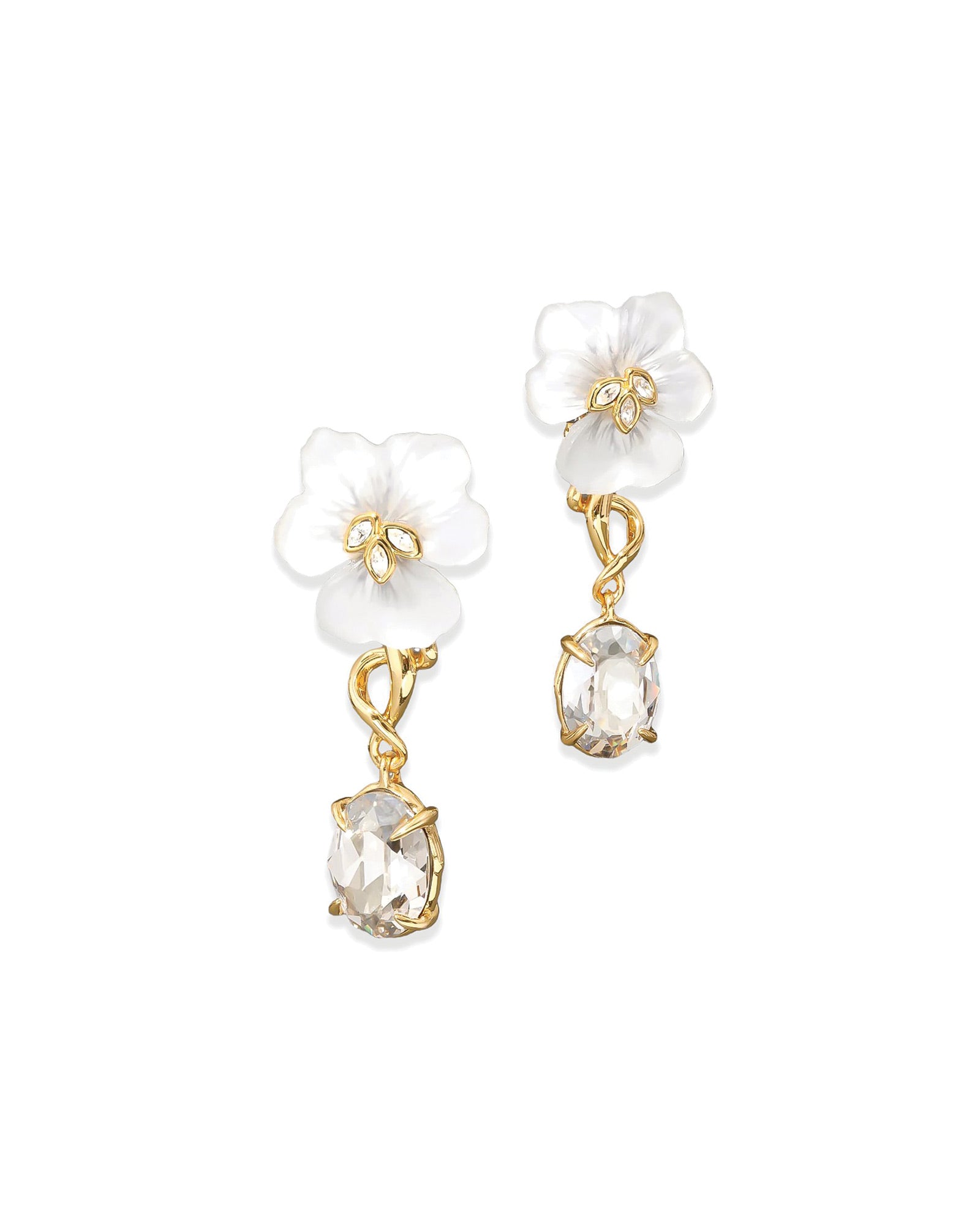 Alexis Bittar-Pansy Lucite Crystal Drop Post Earring | Night Pansy-Earrings-14k Gold Plated, Night Pansy Lucite-Blue Ruby Jewellery-Vancouver Canada