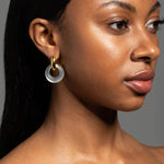 Luminous Lucite Door Knocker Earrings 14k Gold Plated, Pewter Lucite