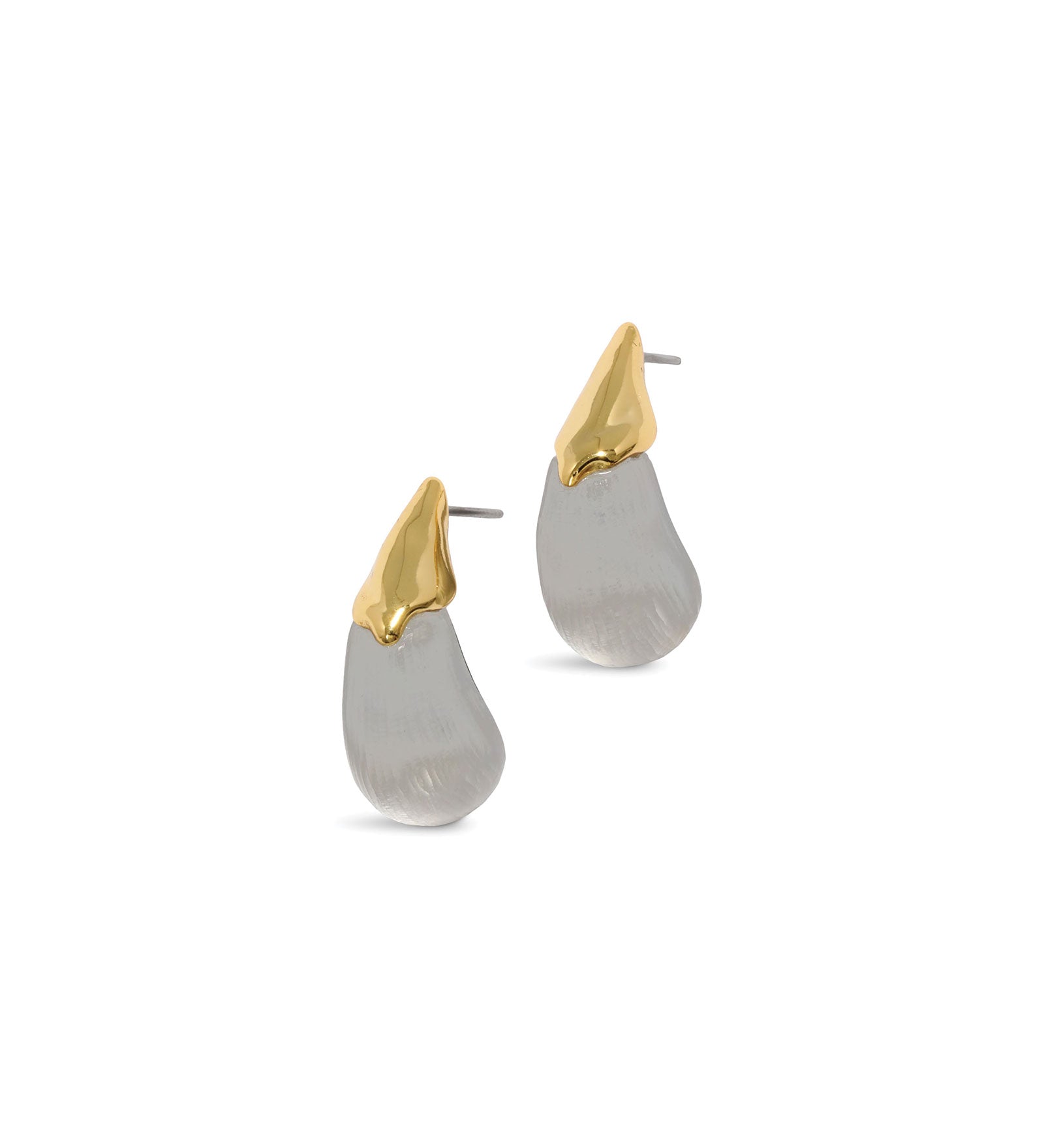Alexis Bittar-Luminous Lucite Arched Small Post Earrings-Earrings-14k Gold Plated, Pewter Lucite-Blue Ruby Jewellery-Vancouver Canada