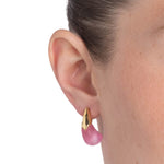 Alexis Bittar-Luminous Lucite Arched Small Post Earrings-Earrings-14k Gold Plated, Candy Pink Lucite-Blue Ruby Jewellery-Vancouver Canada