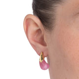 Alexis Bittar-Luminous Lucite Arched Small Post Earrings-Earrings-14k Gold Plated, Candy Pink Lucite-Blue Ruby Jewellery-Vancouver Canada
