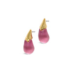 Alexis Bittar-Luminous Lucite Arched Small Post Earrings-Earrings-14k Gold Plated, Candy Pink Lucite-Blue Ruby Jewellery-Vancouver Canada